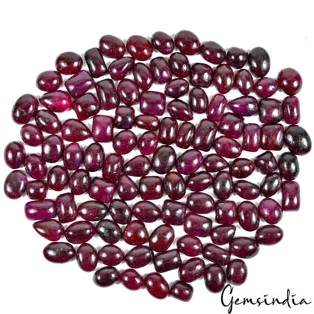108 Pcs Natural Ruby 9-15mm Mix Cabochon Red Loose Gemstones Ring Size 1000 Cts