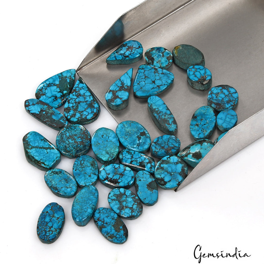 320 Cts Natural Blue Spiderweb Turquoise Mix Cabochon Loose 12-26mm Gemstones
