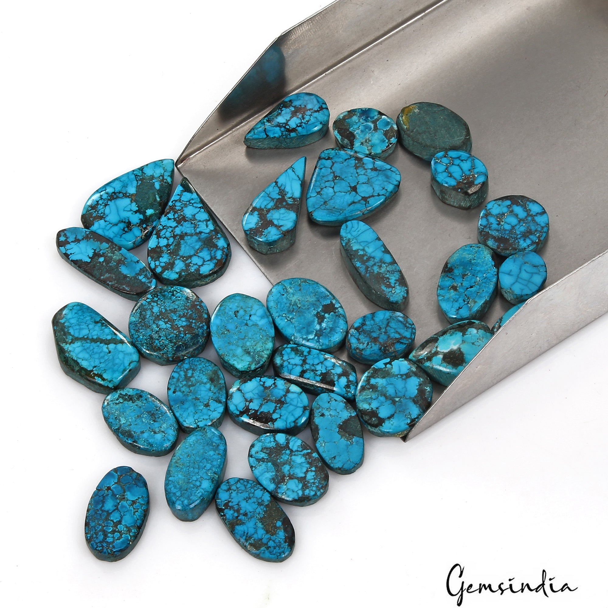 320 Cts Natural Blue Spiderweb Turquoise Mix Cabochon Loose 12-26mm Gemstones