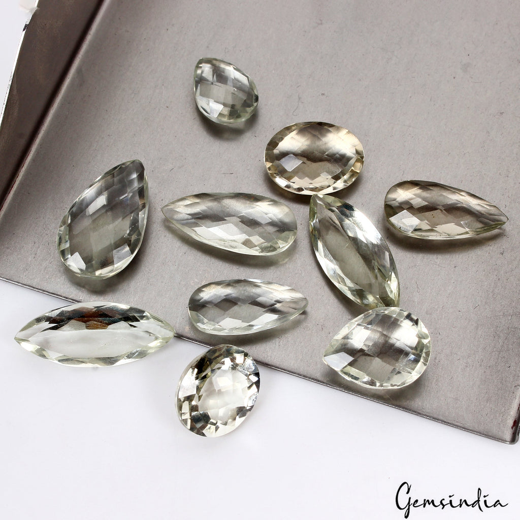 77.30 Ct Natural Green Amethyst Assorted Shape/Cut Loose Unheated Gemstone~ 10Pc
