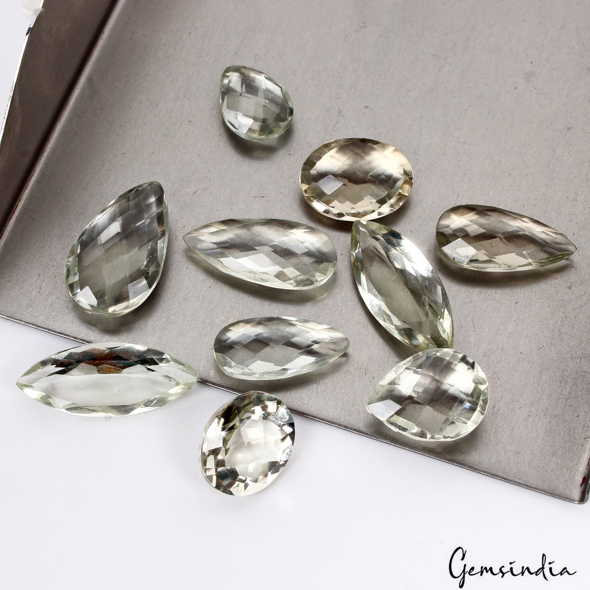 77.30 Ct Natural Green Amethyst Assorted Shape/Cut Loose Unheated Gemstone~ 10Pc