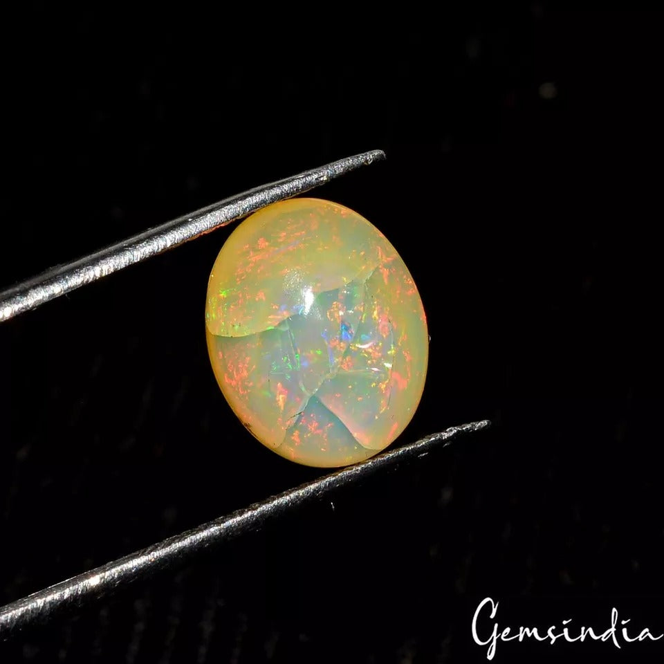 3.15 Cts Natural Untreated Ethiopian Multi-Shine Opal Oval Precious Gem For Ring