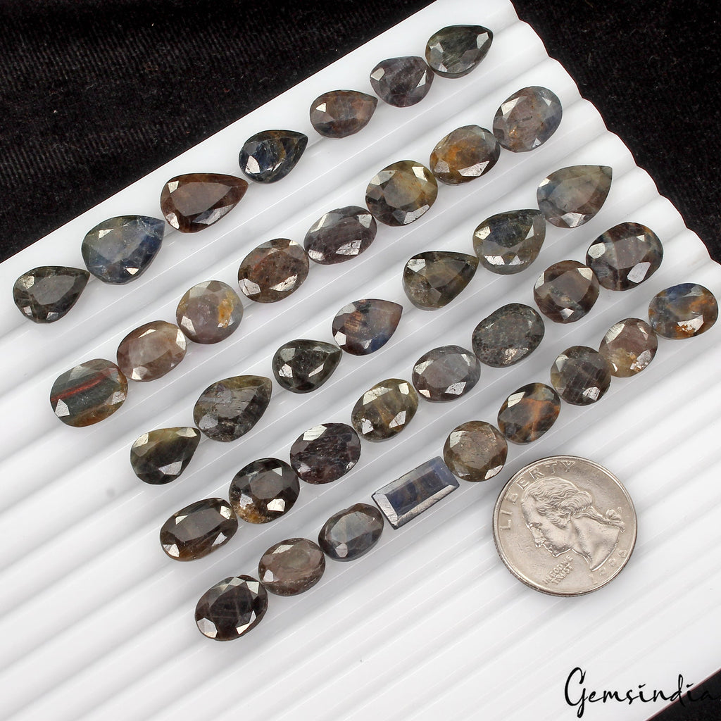 280 Ct Natural Untreated Brown/Black Sapphire Mixed Cut Loose 10-16mm Gemstones