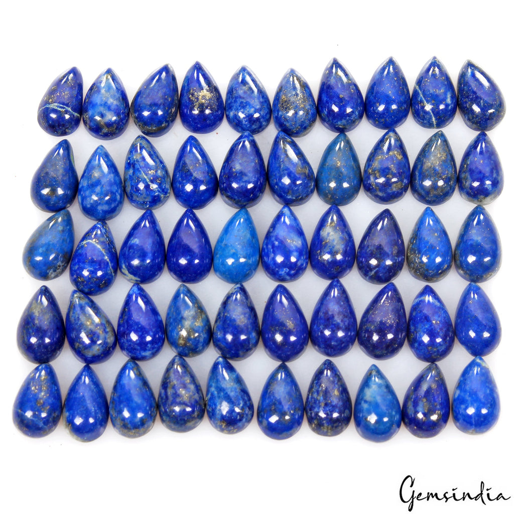 50 Pc Natural Blue Lapis Lazuli Pear Cabochon 7x5mm Loose Gemstones Lot~ 59.40Ct