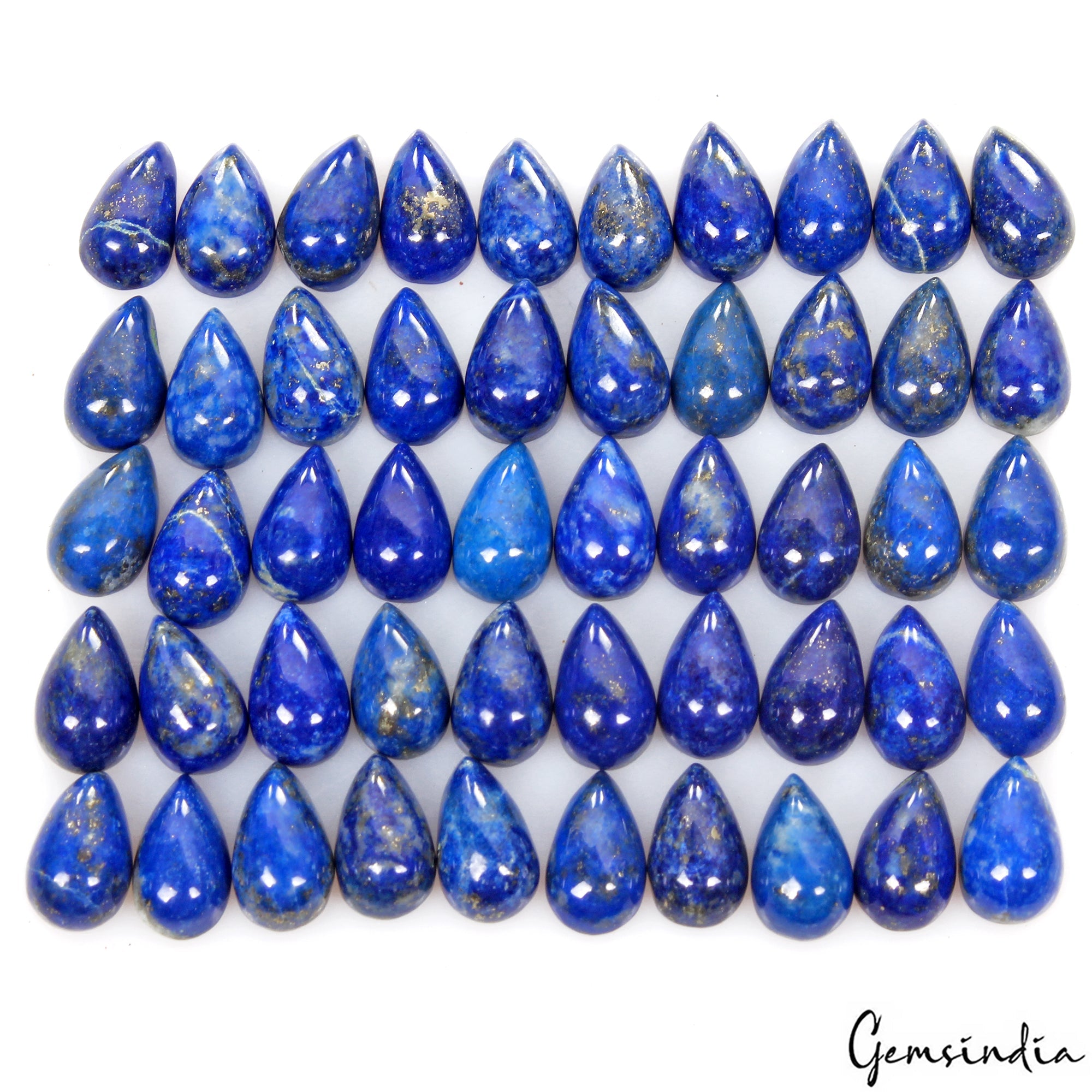 50 Pc Natural Blue Lapis Lazuli Pear Cabochon 7x5mm Loose Gemstones Lot~ 59.40Ct