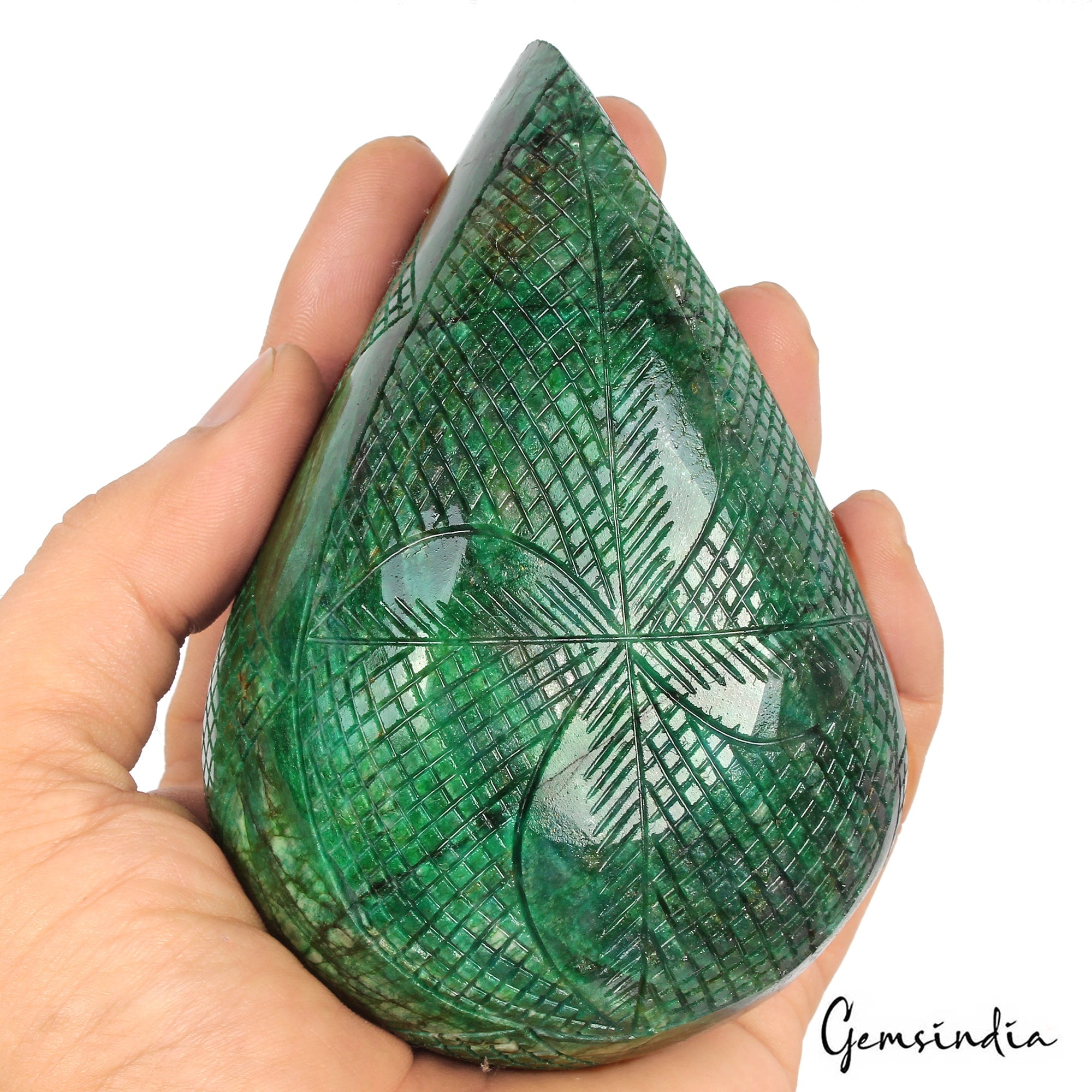 2900 Ct Natural Green Brazilian Emerald Pear Carving Earth Mined Loose
