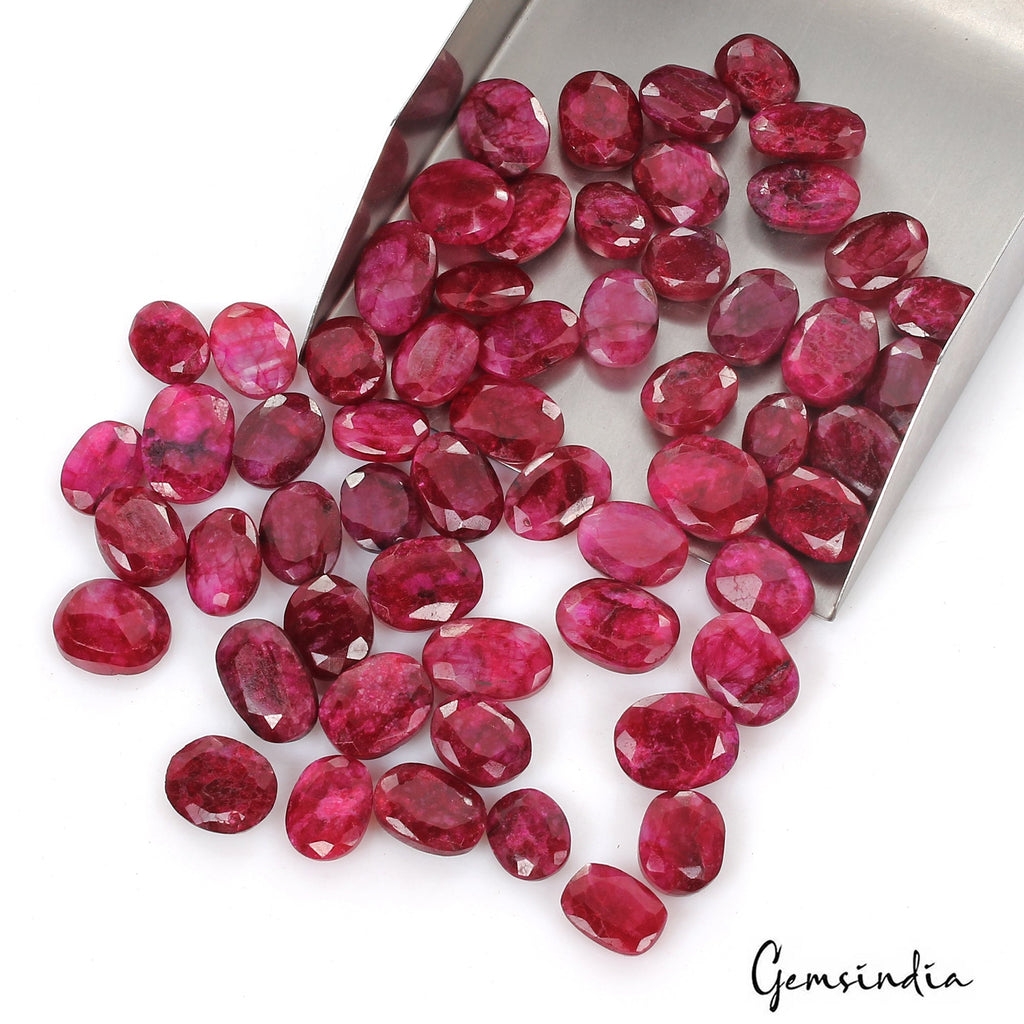 570 Ct Natural Red Pink Beryl Oval Faceted Loose Wholesale Gemstone Lot 58 Pcs