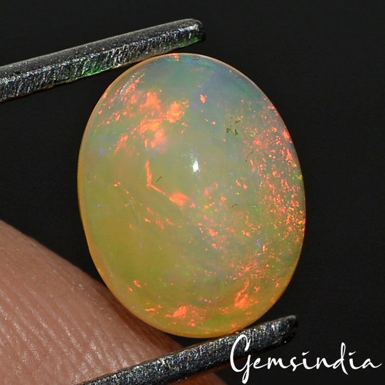 Ethiopian Opal Loose Gemstone Natural Fire Multi-Color Flash Cabochon 1.10 Ct