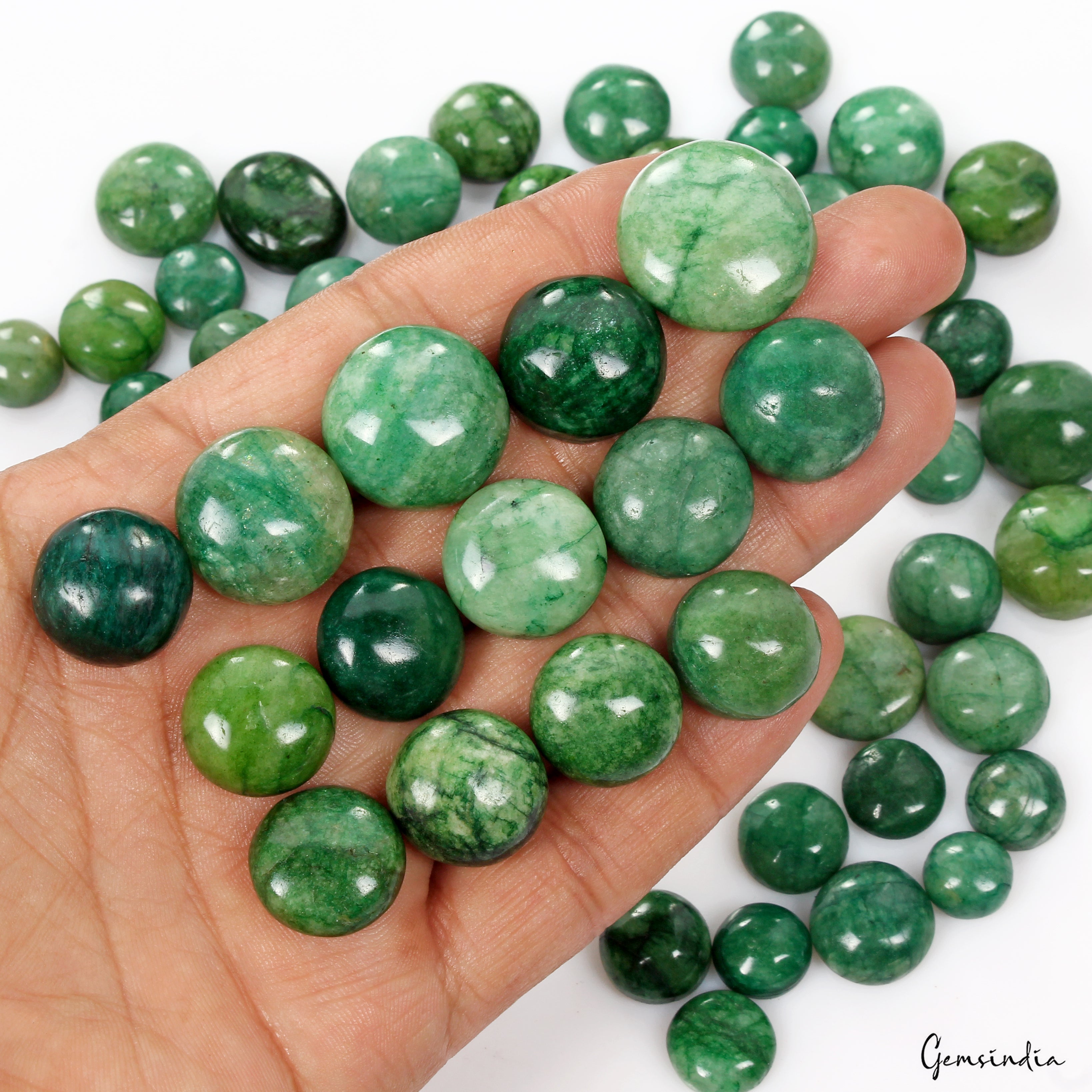 Natural 800 Cts Brazilian Green Emerald Round Cabochon Loose Gemstone Lot 51 Pcs