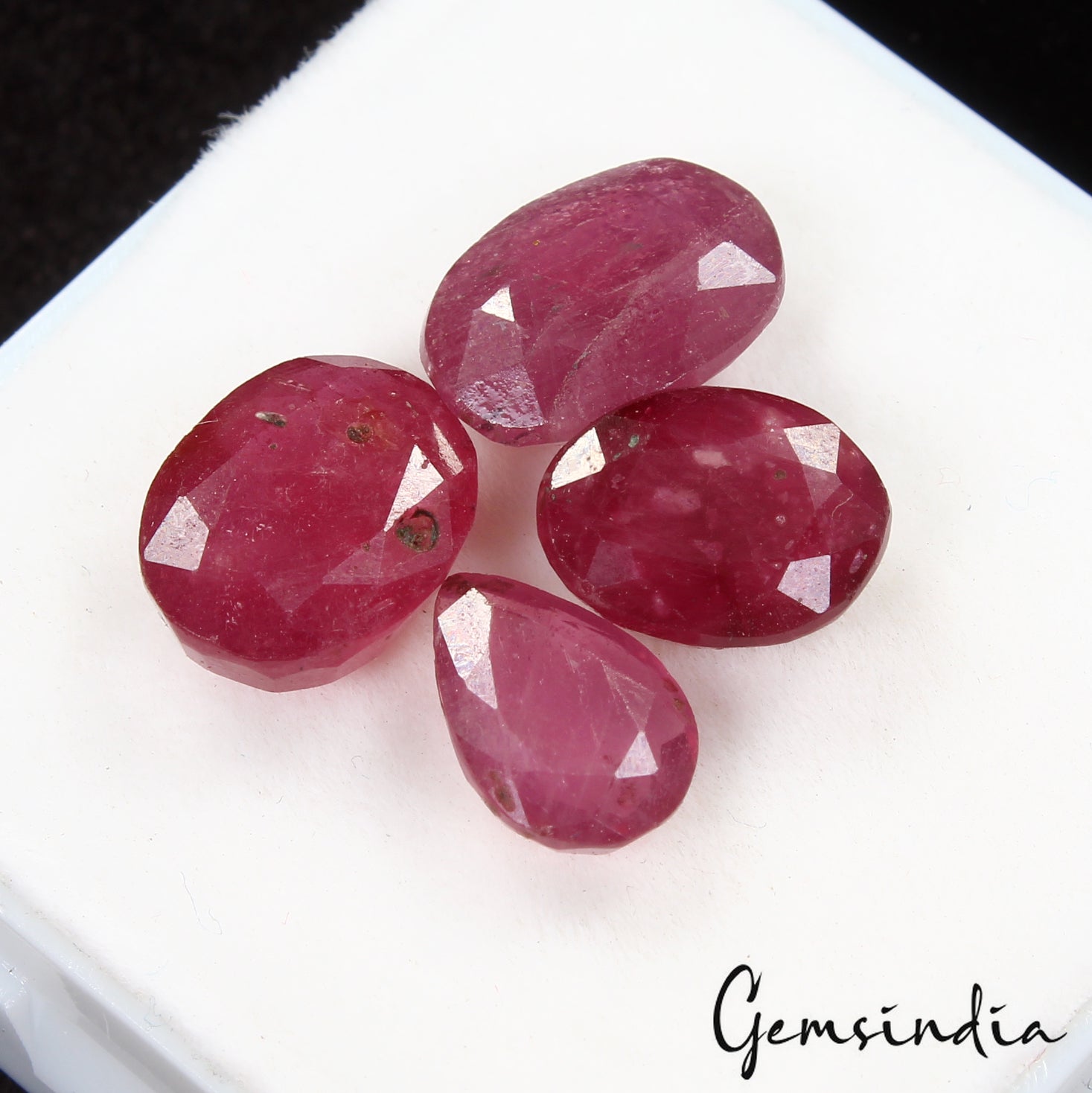 16.60 Cts/4 Pcs Natural Red Ruby Oval Faceted Loose Rare Gems Lot For Jewelry