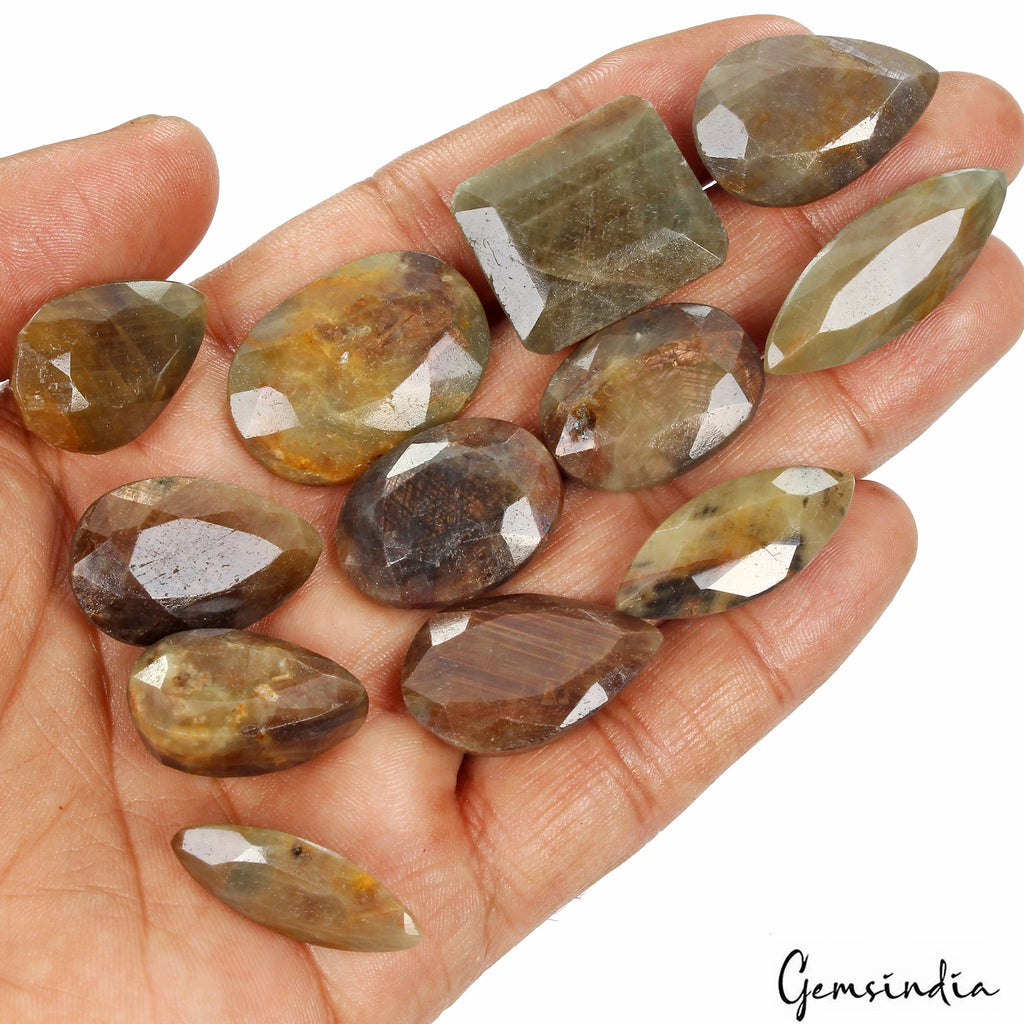 Certified 500 Cts/12 Pcs Natural Untreated Brown Sapphire Mix Faceted Loose Gems