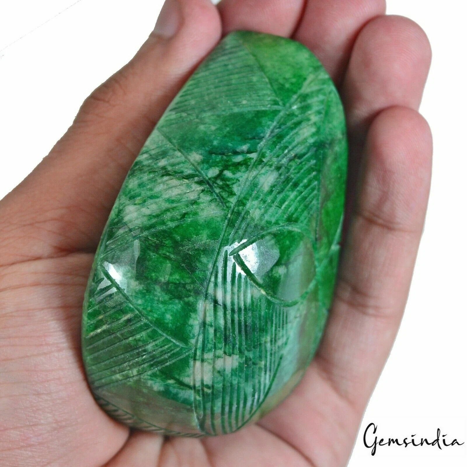 Emerald Carving, Color Enhanced, Green — 76 x 61 x 32mm, 1190 Ct, Brazil
