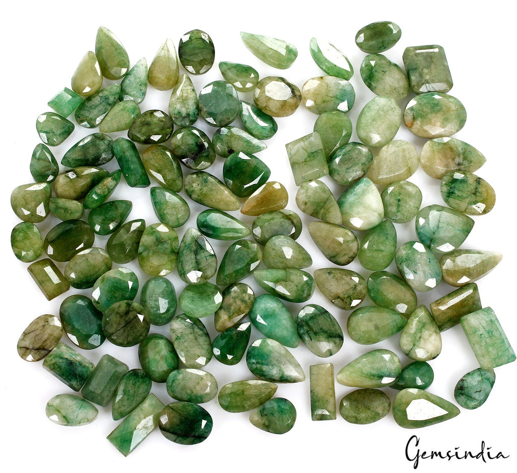 500 Cts/97 Pcs Natural Brazilian Green Emerald Mix Cut 8-16mm Loose Gems Lot