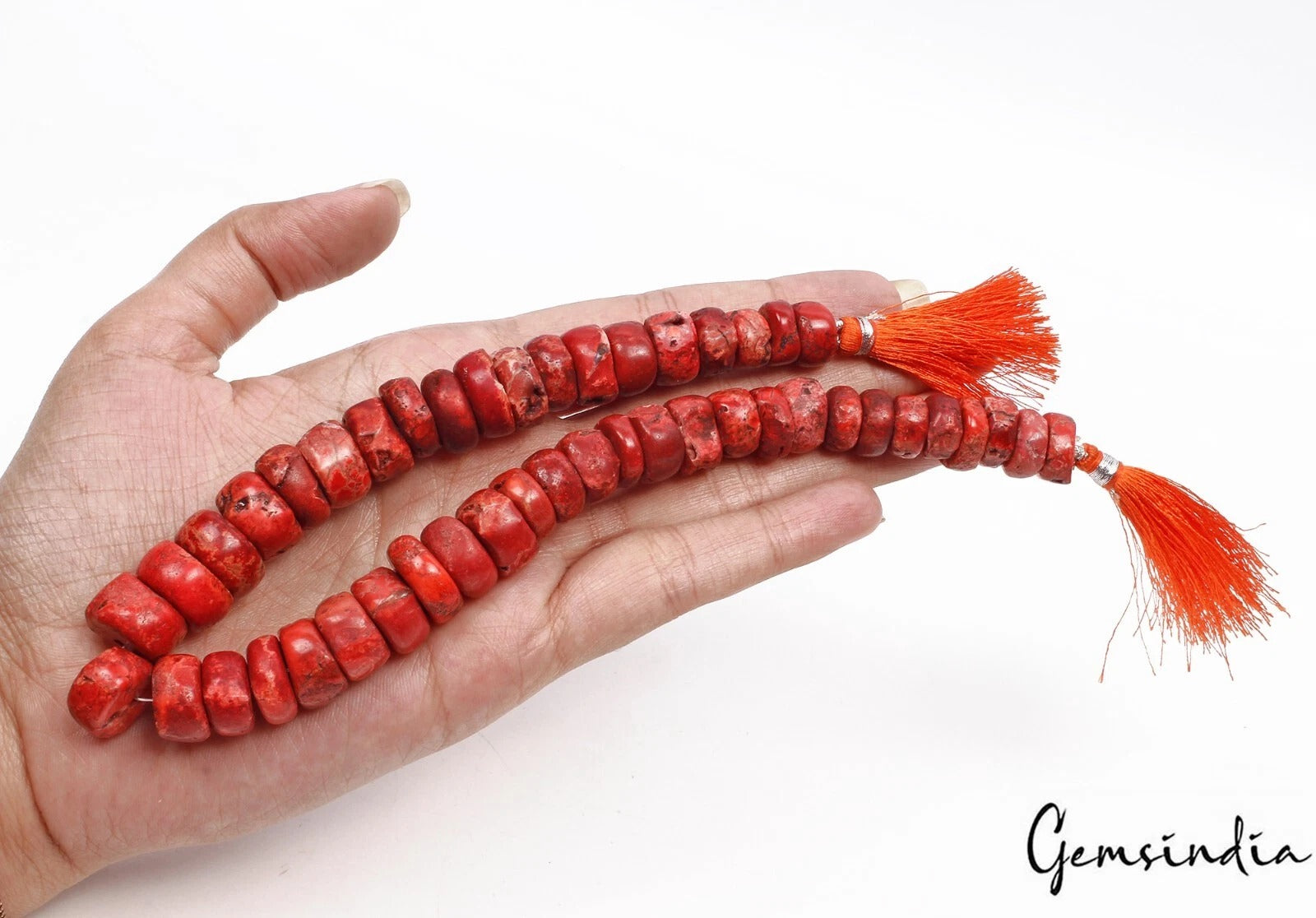 310 Ct Taiwan Red Coral Gem Tyre Shape Beautiful Heishi Drilled Beads Strand 12"