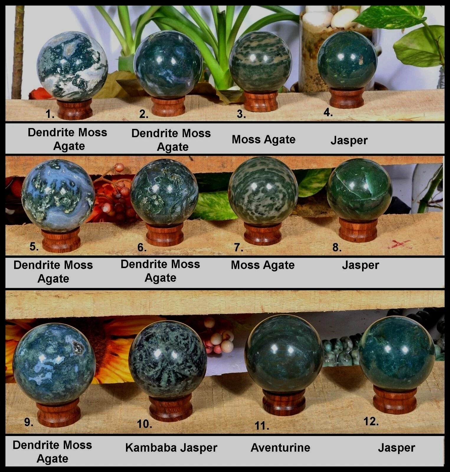 2 Kilo Natural Untreated Multi Gems Mini Sphere With Stand Healing Gems Lot 12Pc