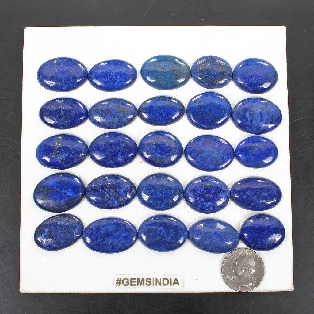 760 Cts/25 Pcs Natural Royal Blue Lapis Lazuli Oval Cab Loose Gems For Jewelry