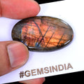 58.70 Ct Natural Peach Pink Yellow Labradorite Oval Cab Certified Loose Gems
