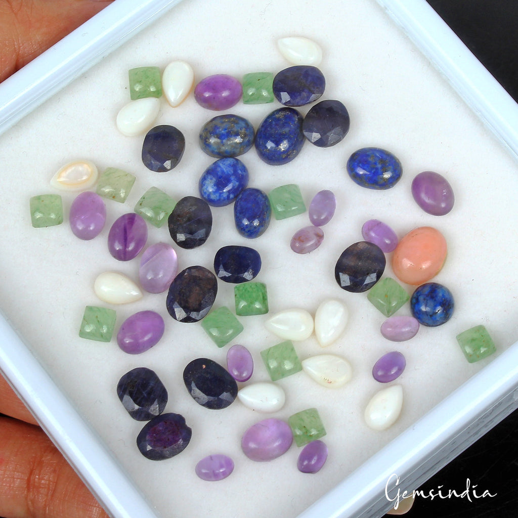 70 Cts/55 Pcs Natural Multi Color Mix Cut Loose 5mm To 10mm Gems Lot For Jewelry