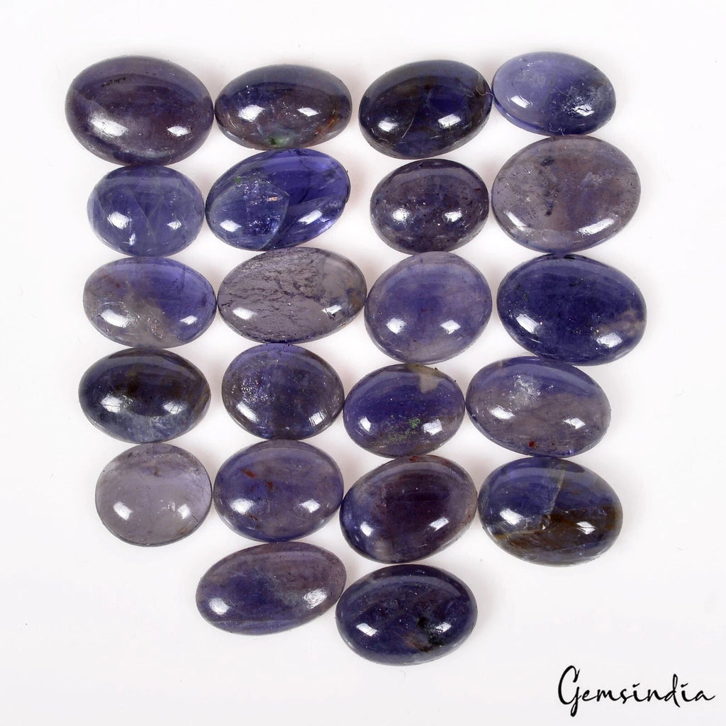 105.60 Cts/22 Pcs Natural Untreated Blue Iolite Oval Cab Loose Gems For Jewelry