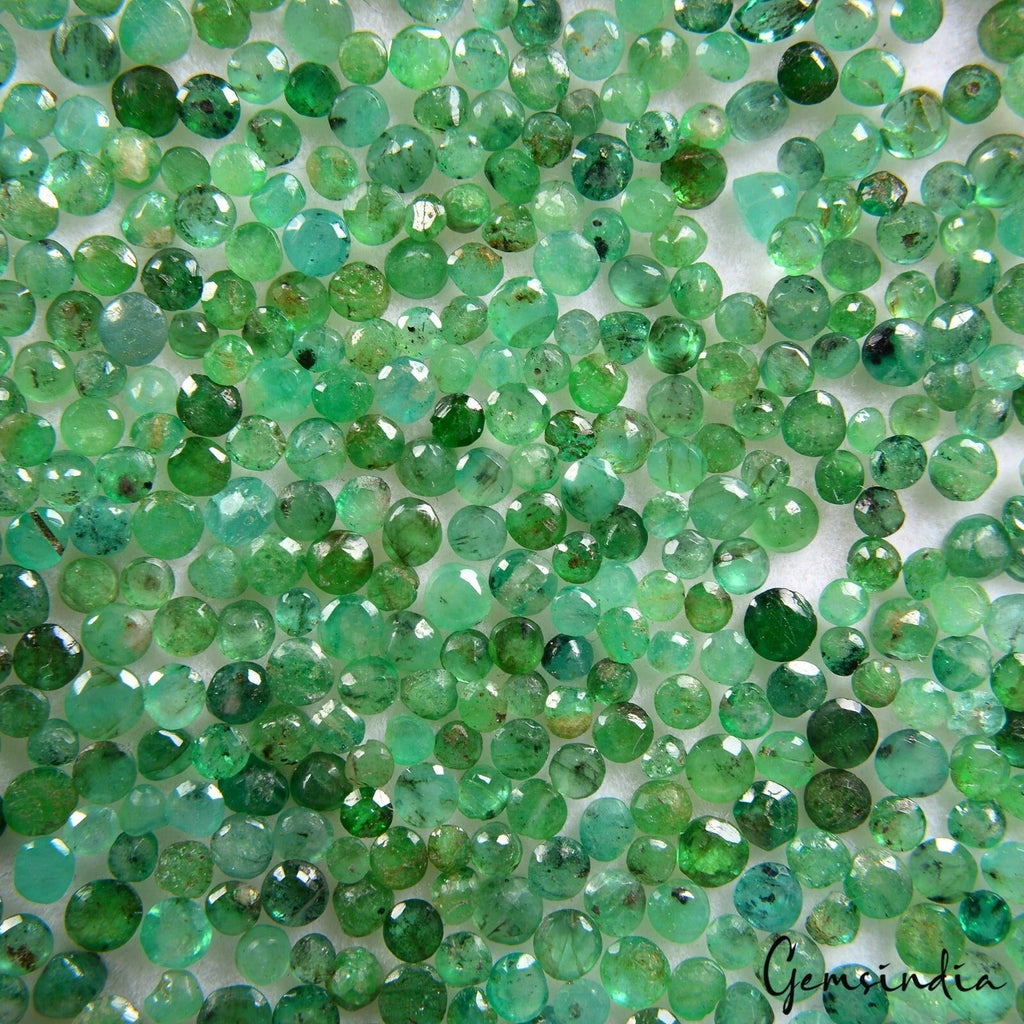 490 Pcs Natural Emerald Round Cut Loose Colombian 1-2.5mm Jewelry Gems 25.30 Ct