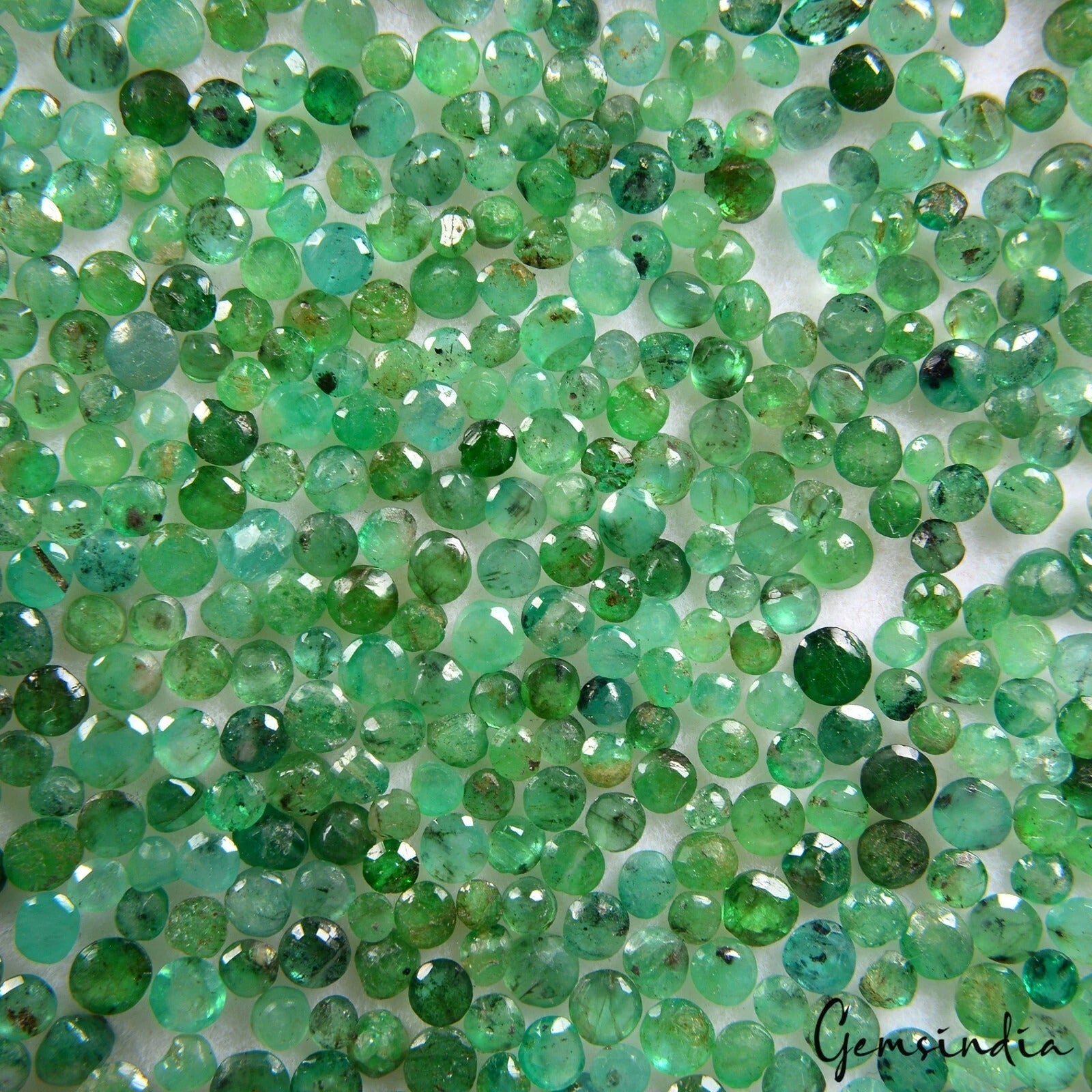 490 Pcs Natural Emerald Round Cut Loose Colombian 1-2.5mm Jewelry Gems 25.30 Ct