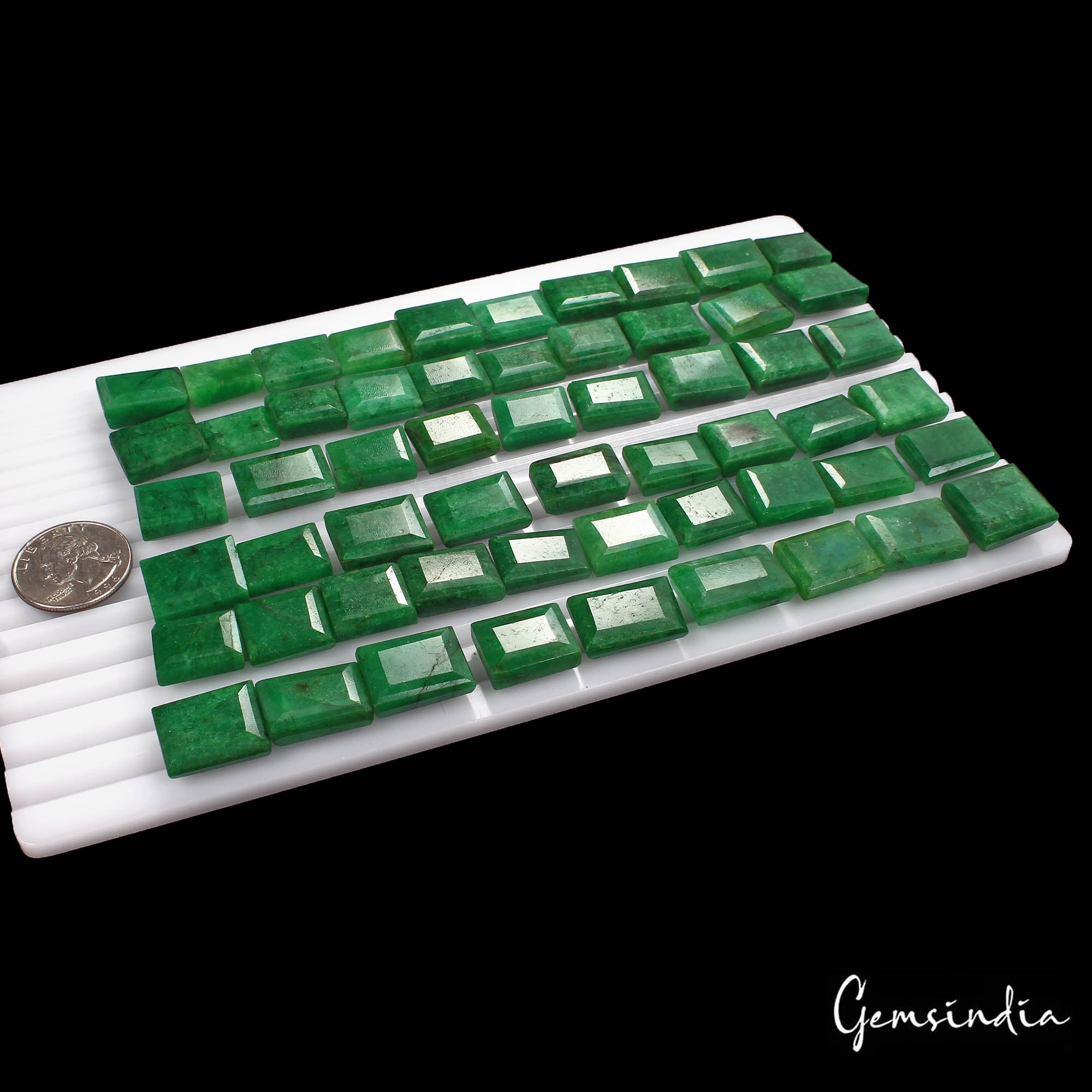 Emerald Lot, Loose Gemstone, Color Enhanced, Green — 57 Pieces, 15mm to 20mm, 1070 Ct, Zambia