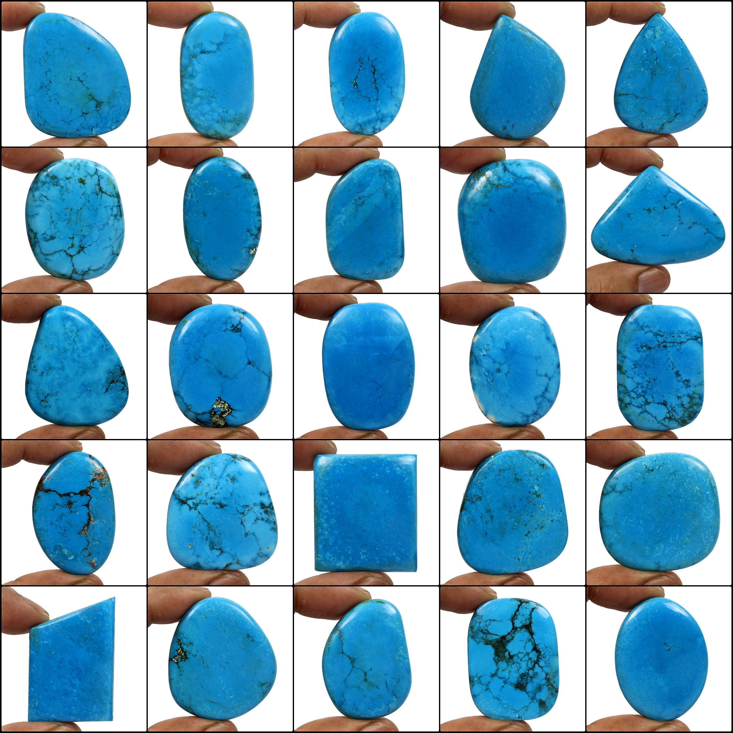 2000 Ct/25 Pcs Natural Blue Arizona Turquoise Mix Cab Mix Loose Gems For Jewelry