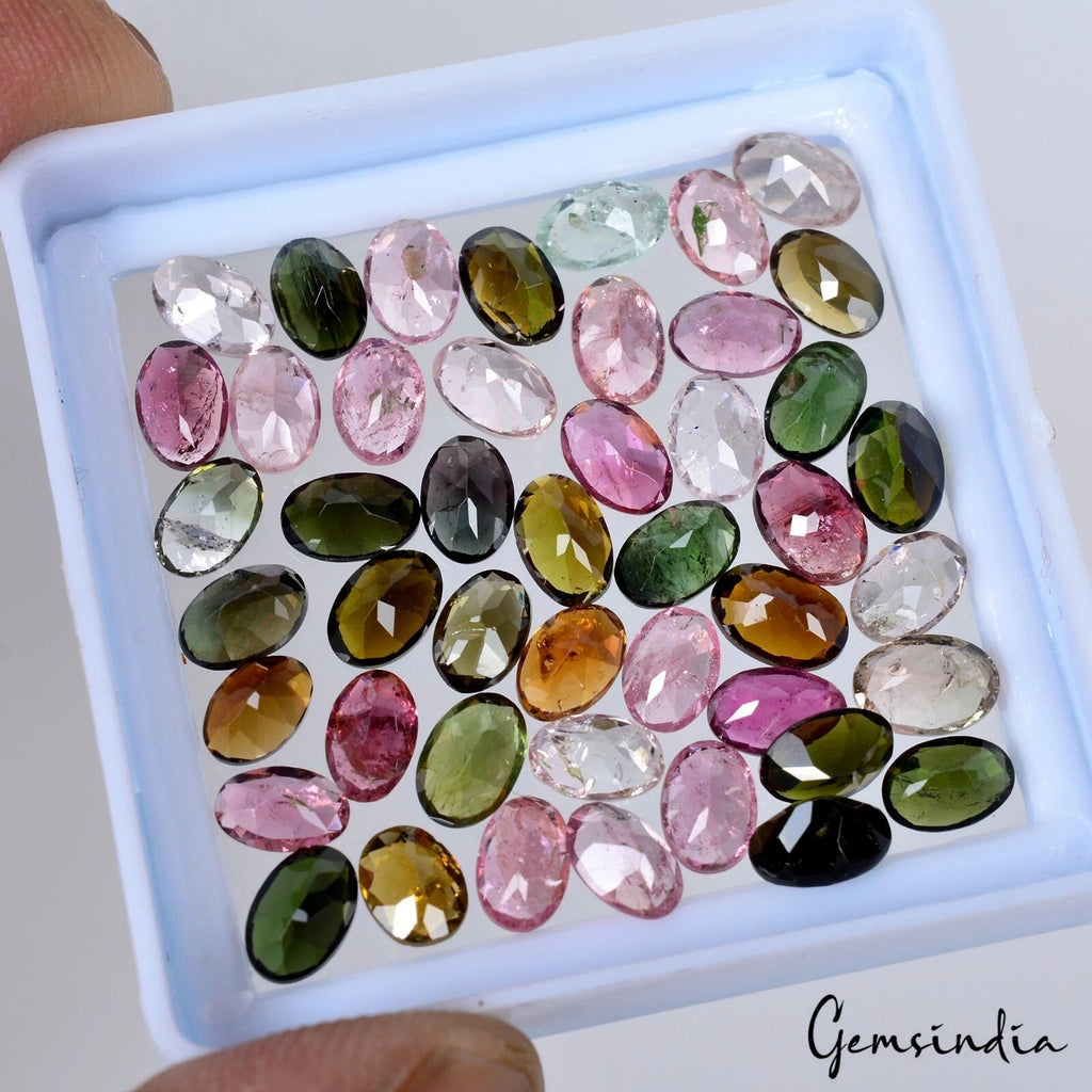 VVS 46 Pcs Natural Multi Tourmaline 6x4mm Oval Cut Loose Untreated Gemstones Lot