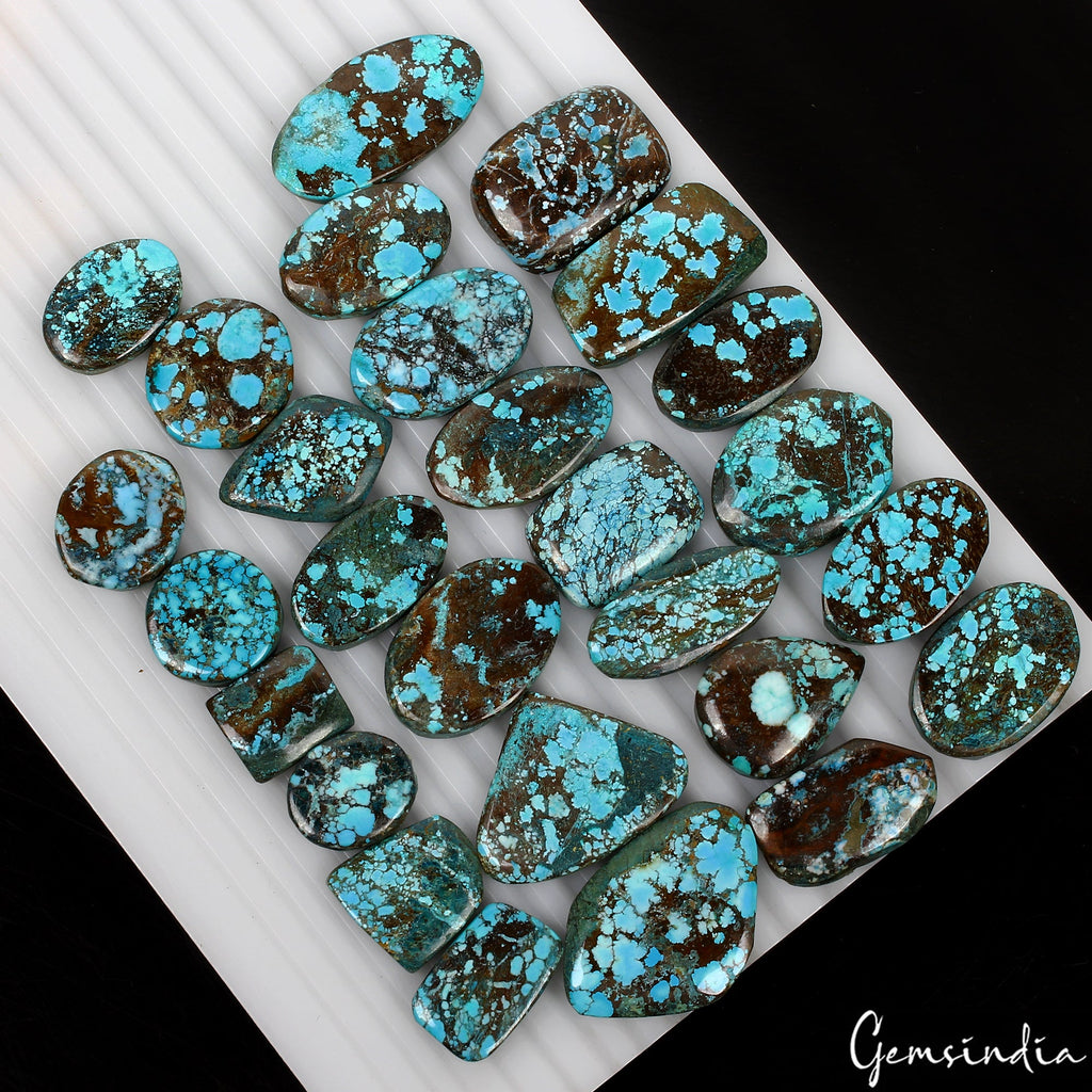 600 Ct Natural Bi-color Arizona Turquoise Mix Cab Loose Wholesale Gems Lot 27 Pc