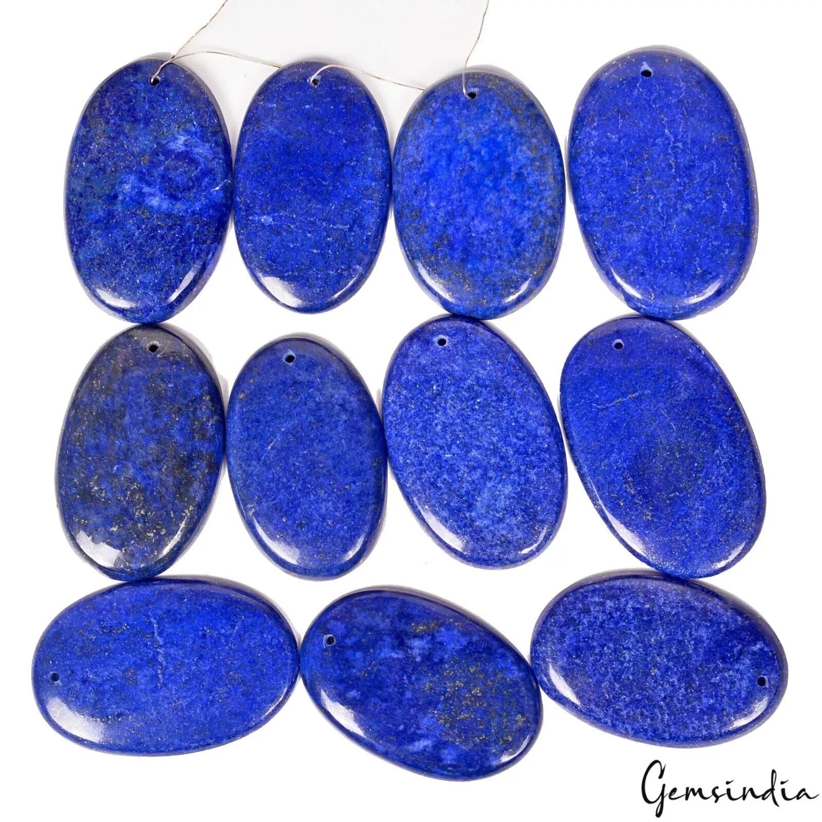 1000 Cts/11 Pcs Natural Blue Lapis Lazuli Oval Drill Briolette Gems For Jewelry