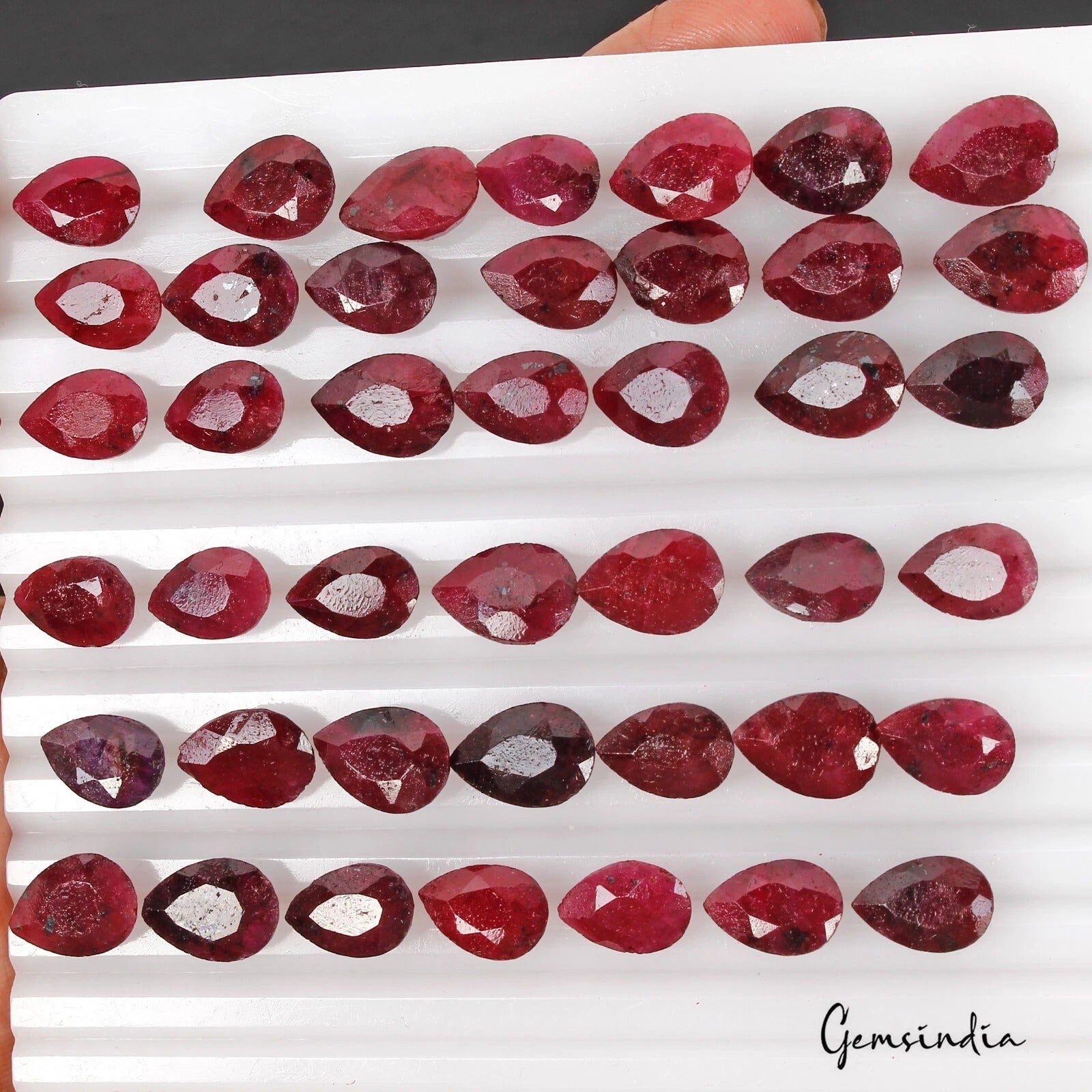 Red Ruby Natural 42 Pcs Pear Cut Lot Certified Loose Gemstones 230 Cts/11-13mm