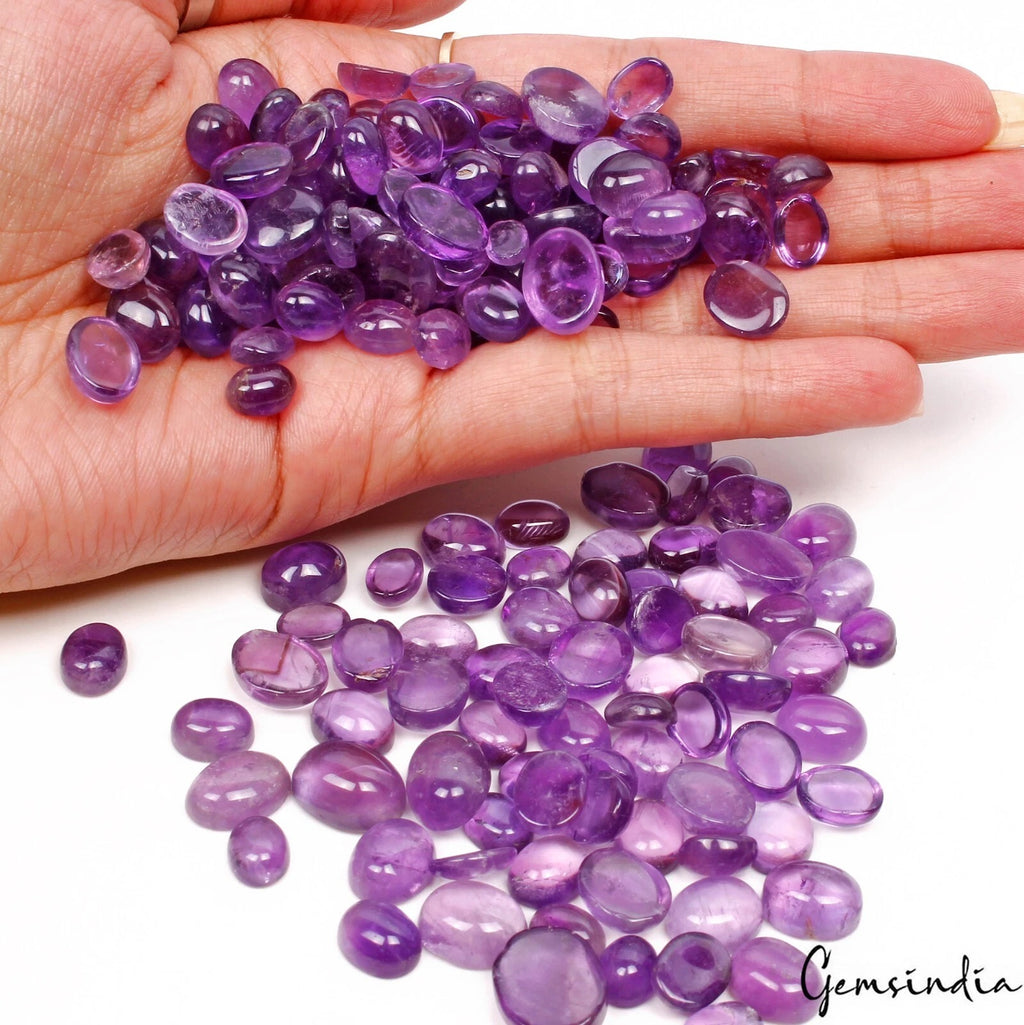 Amethyst Lot, Cabochon, Untreated, Purple — 165 Pieces, 9mm to 13mm, 500 Ct