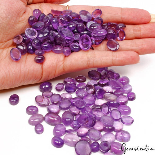 Amethyst Lot, Cabochon, Untreated, Purple — 165 Pieces, 9mm to 13mm, 500 Ct