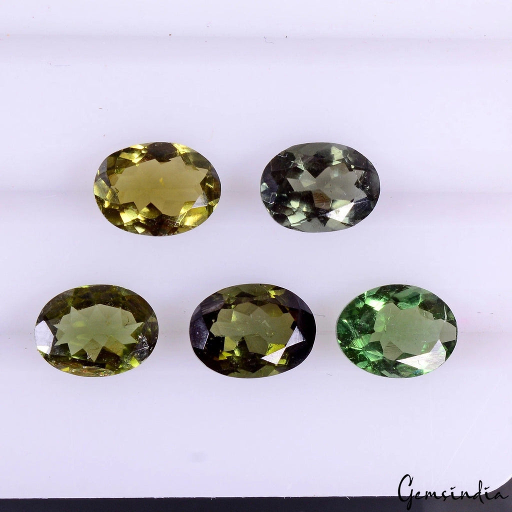 Certified 5.75 Cts/4 Pcs Natural Unheated Green Tourmaline Oval Gems For Jewelry