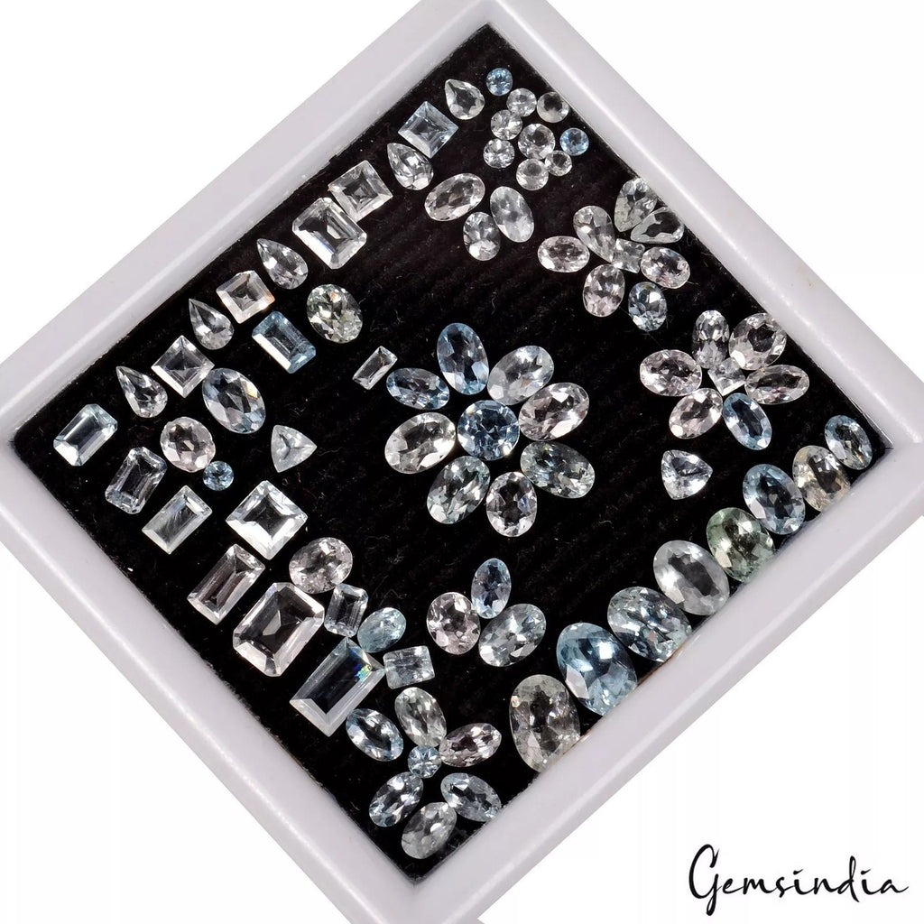 Certified 21.90 Cts/85 Pcs Natural Untreated Blue Aquamarine Mix cut Loose Gem