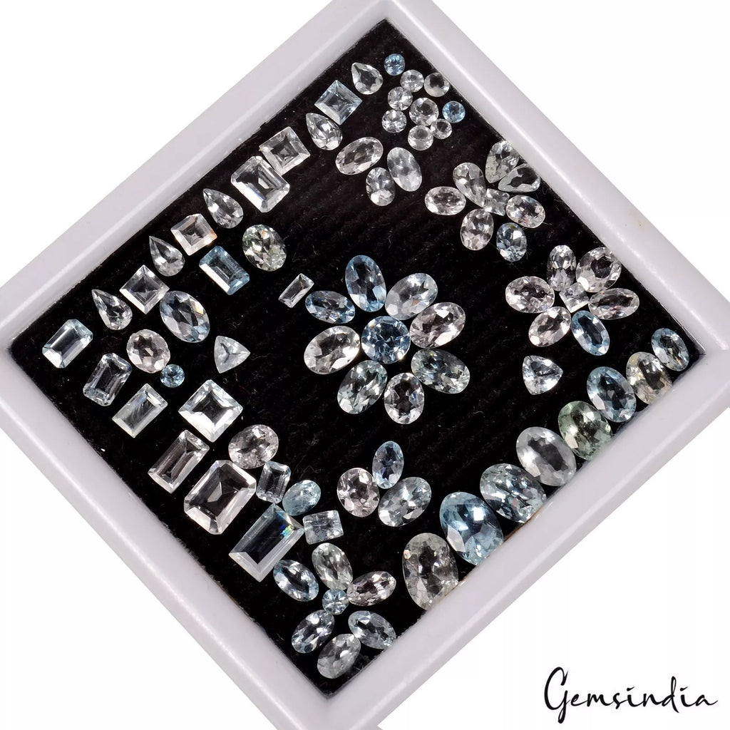 Aquamarine Lot, Loose Gemstone, Untreated, Blue — 85 Pieces, 01mm to 08mm, 21.90 Ct, Brazil
