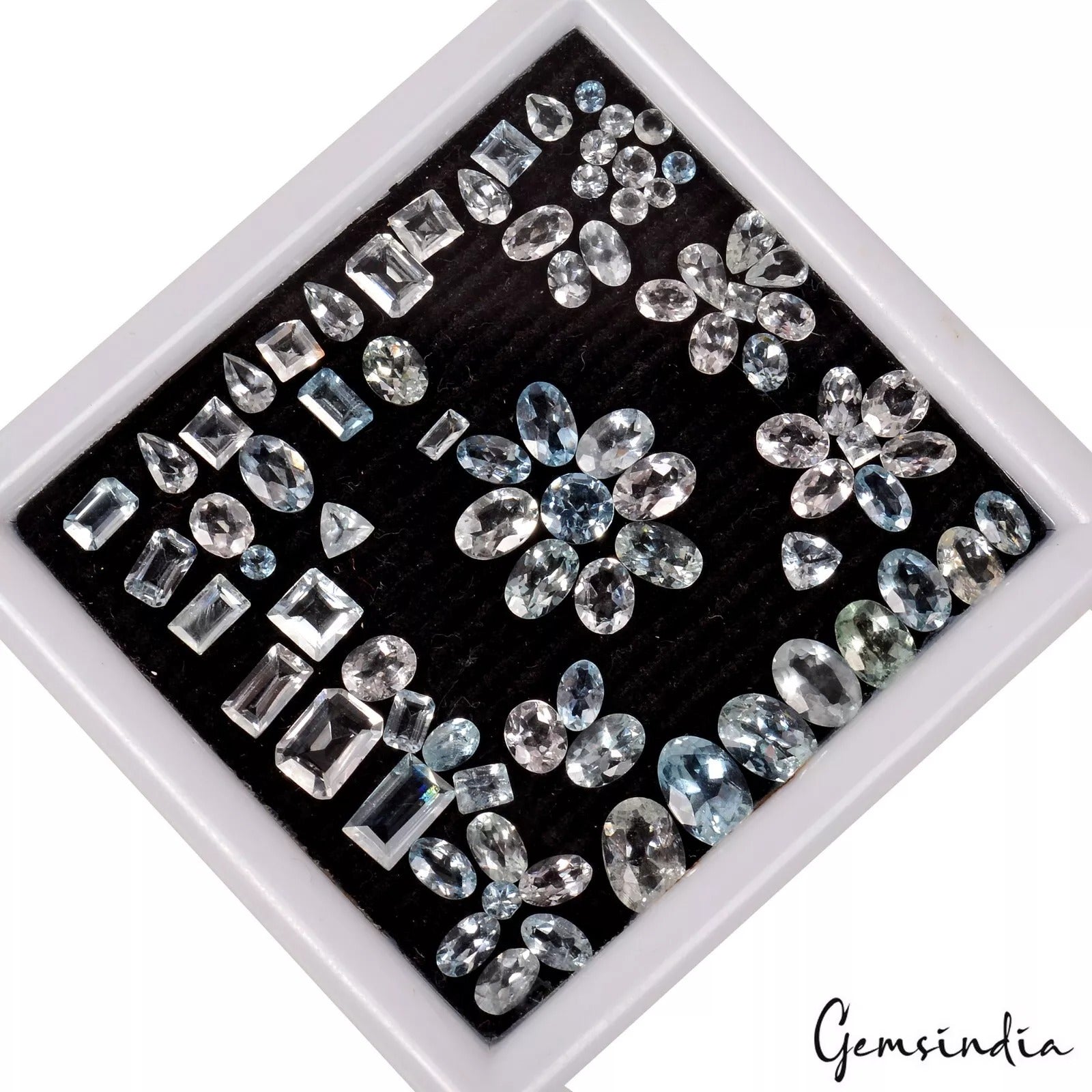 Aquamarine Lot, Loose Gemstone, Untreated, Blue — 85 Pieces, 01mm to 08mm, 21.90 Ct, Brazil