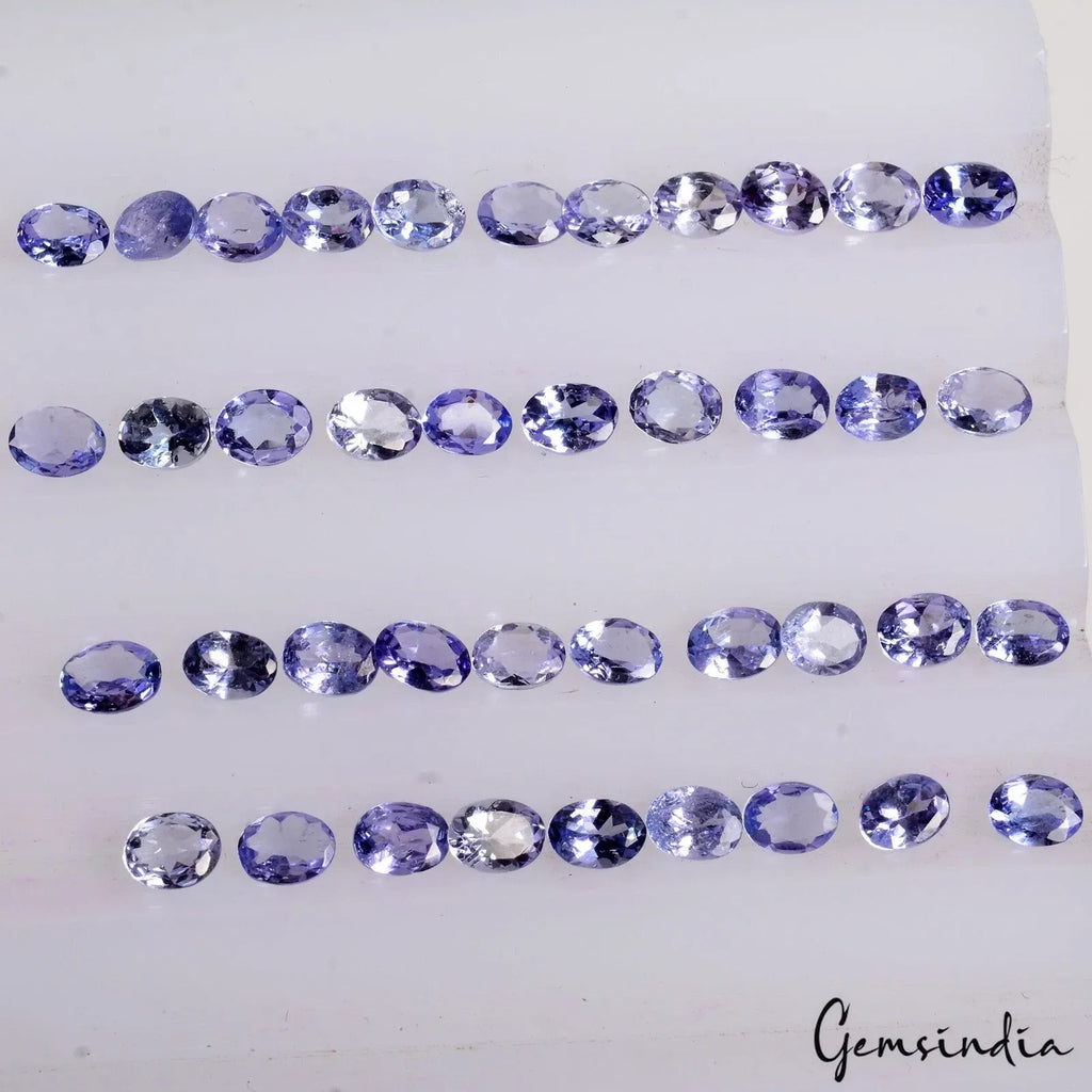 52Pcs Natural Untreated Tanzanite 4x3mm Oval Cut Sparkling Violet Blue Loose Gem