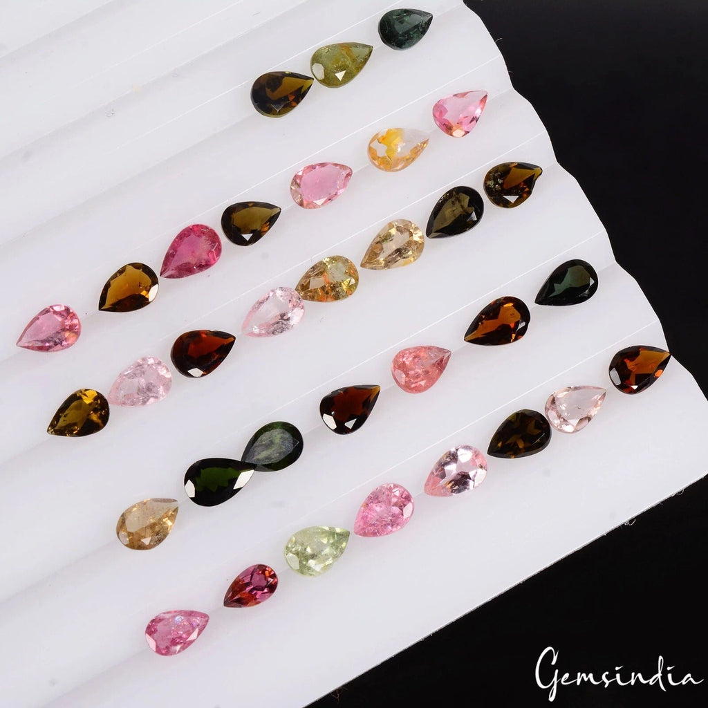 11.20 Cts/33 Pcs Natural Multi Color Tourmaline Pear Cut Loose Gems for Jewelry