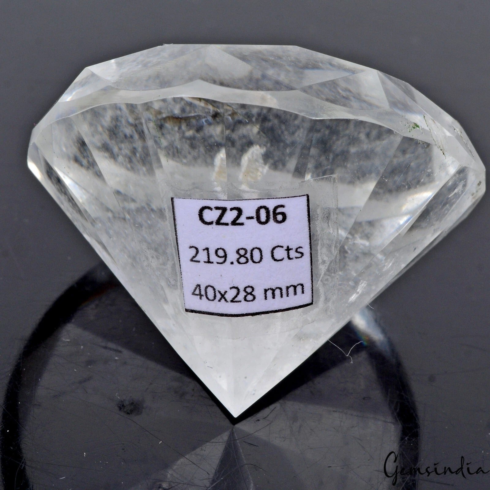 219.80 Cts Natural Untreated White Quartz Round Diamond Cut 40mm Huge Size Gem