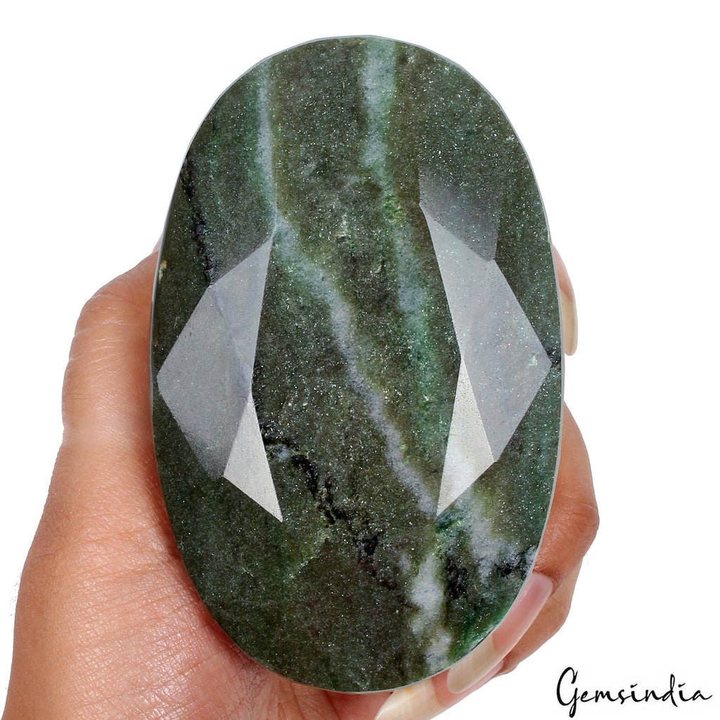 1980 Ct Natural Untreated Green Jasper Oval Faceted Earth Mined Loose Gemstone