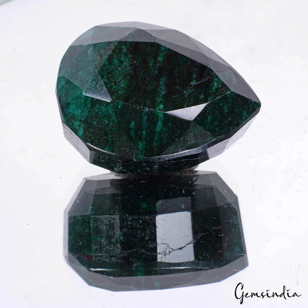 390 Cts Natural Brazilian Dark Green Emerald Pear Cut Earth Mined Loose Gemstone