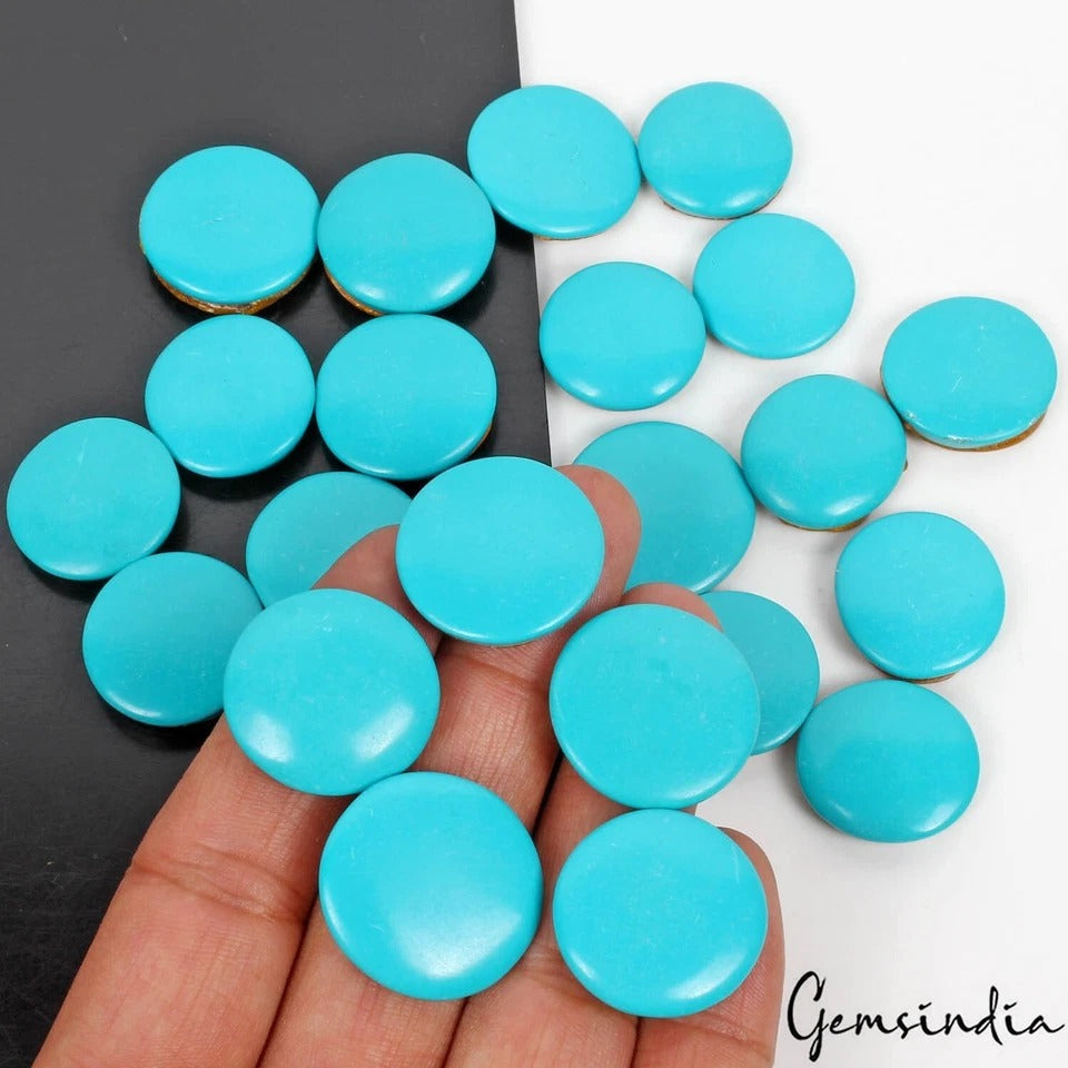 22 Pcs Constituted Turquoise 20-25mm Round Cabochon Loose Gemstones Lot~450 Cts