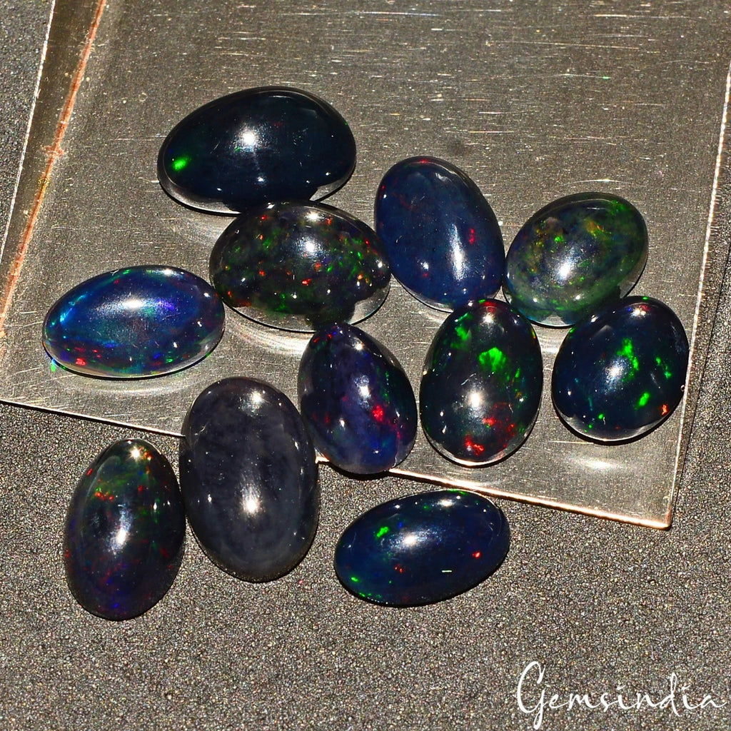 Opal Lot, Loose Gemstone, Black — 11 Pieces, 9mm to 12mm, 19.50 Ct, Ethiopia