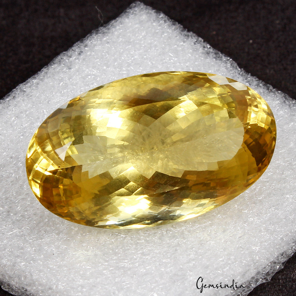 77.55 Cts Natural Untreated Brazilian Yellow Citrine Oval Faceted Huge Loose Gem