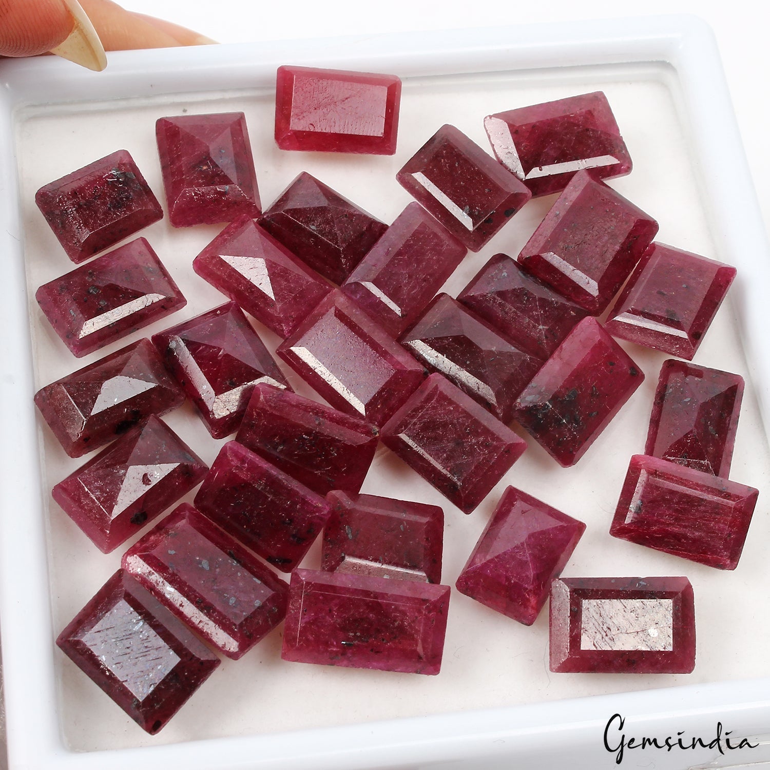310 Ct/29 Pcs Natural Red Ruby Baguette Cut Ring Size Loose Gemstones 12-16mm