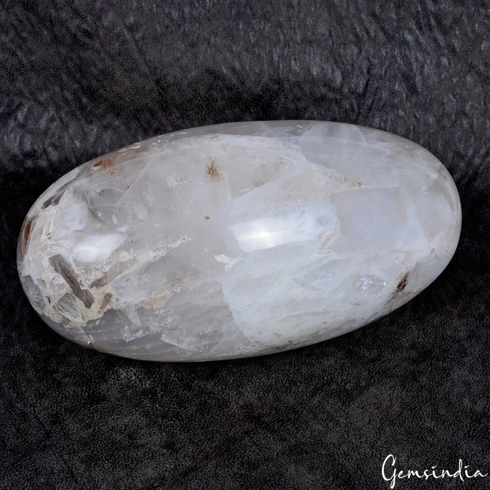 Large 9.75 inch White Quartz Crystal Lingam Handmade Oval Home Office Decorative