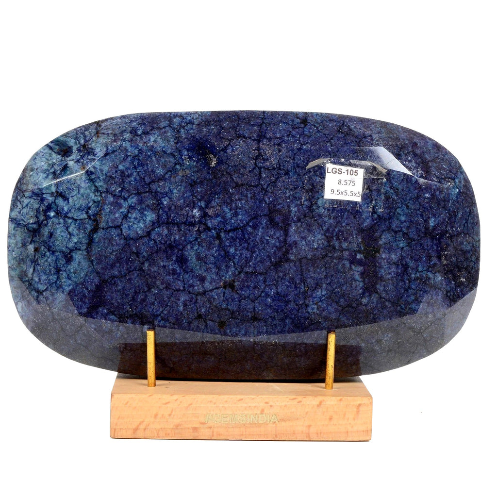 Large 8.5 Kilo 100% Natural Blue Sapphire Oval Gemstone from Madagascar W/ Stand