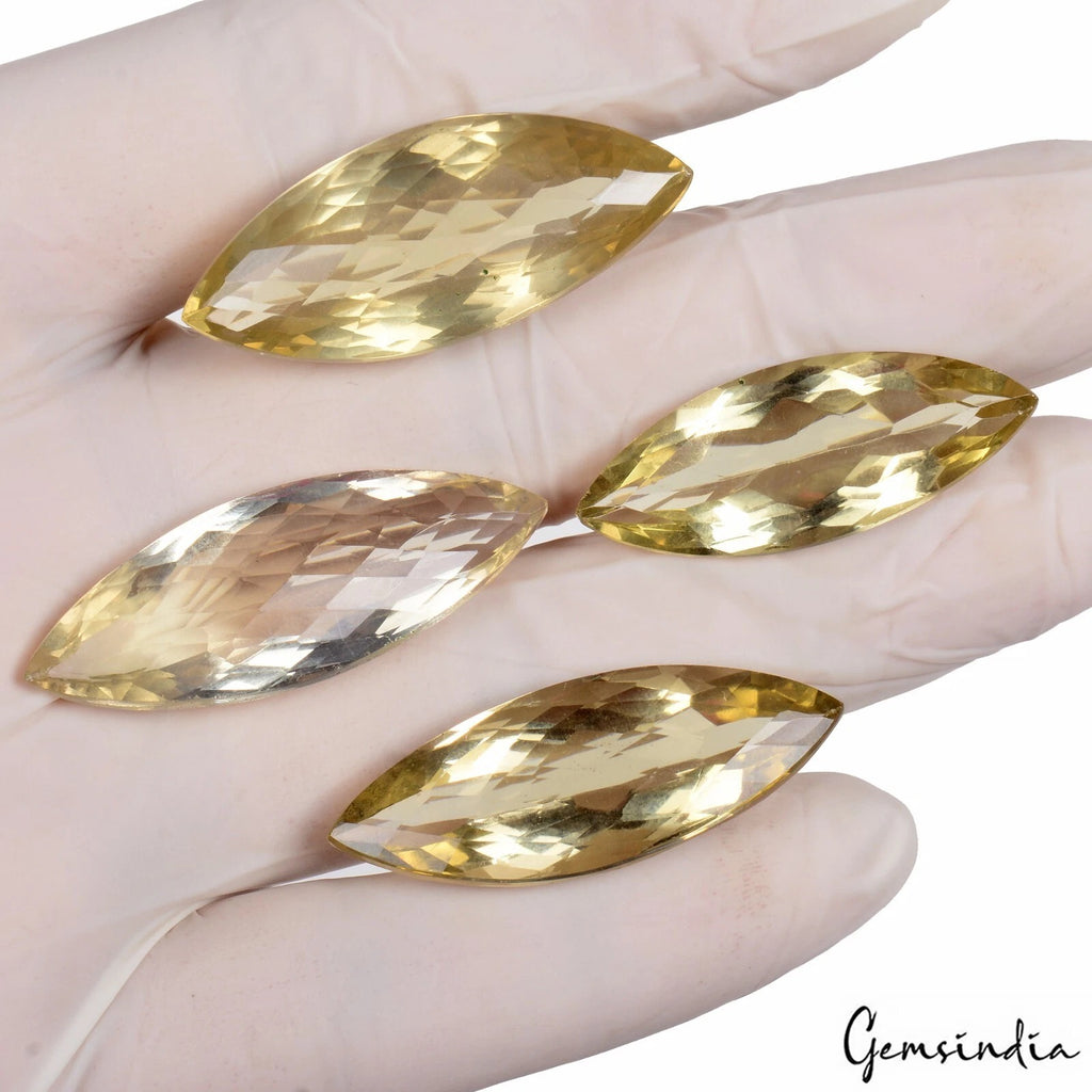 Citrine Lot, Loose Gemstone, Marquise Cut, Yellow — 4 Pieces, 34mm to 40mm, 128.50 Ct, Brazil