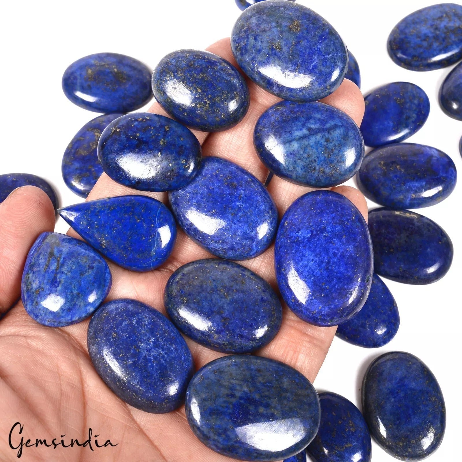1260 Cts/30 Pcs Natural Blue Lapis Lazuli Gold Flecks Mix Loose Wholesale Gems